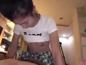 A steamy encounter with a naughty Thai teen leads to a wild exploration of her tight pussy, culminating in a hot cum shot.